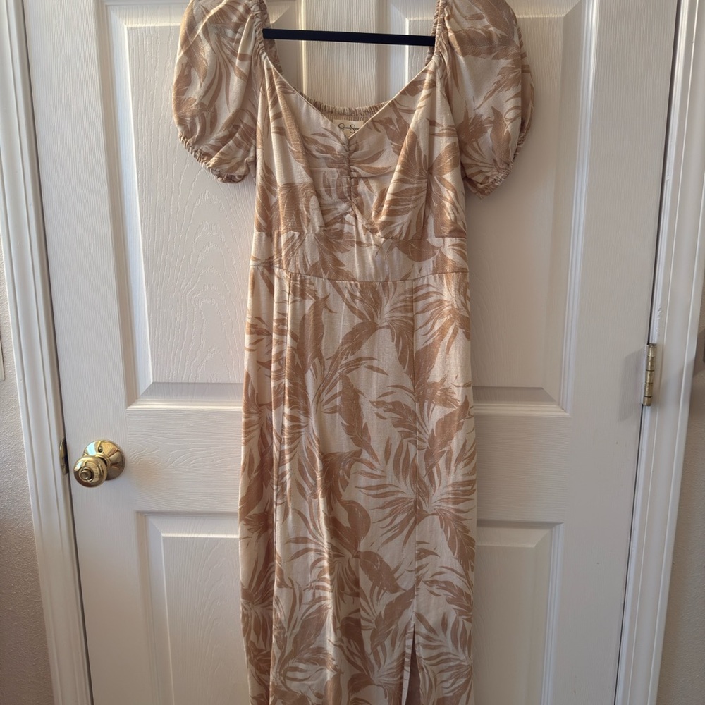 Jessica Simpson Cream and Brown Midi Dress